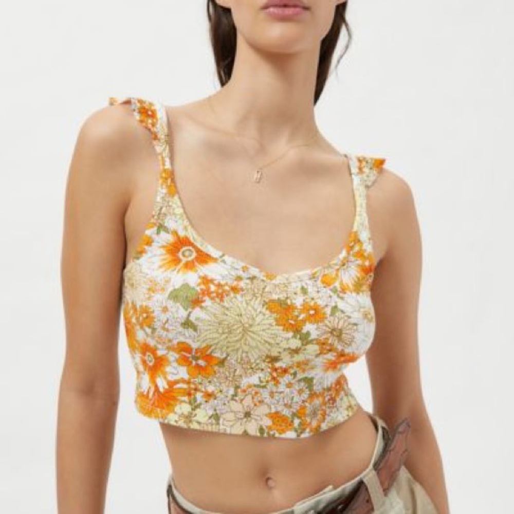 Urban Outfitters  Jewel Ruffle Cropped Tank Top Size Small